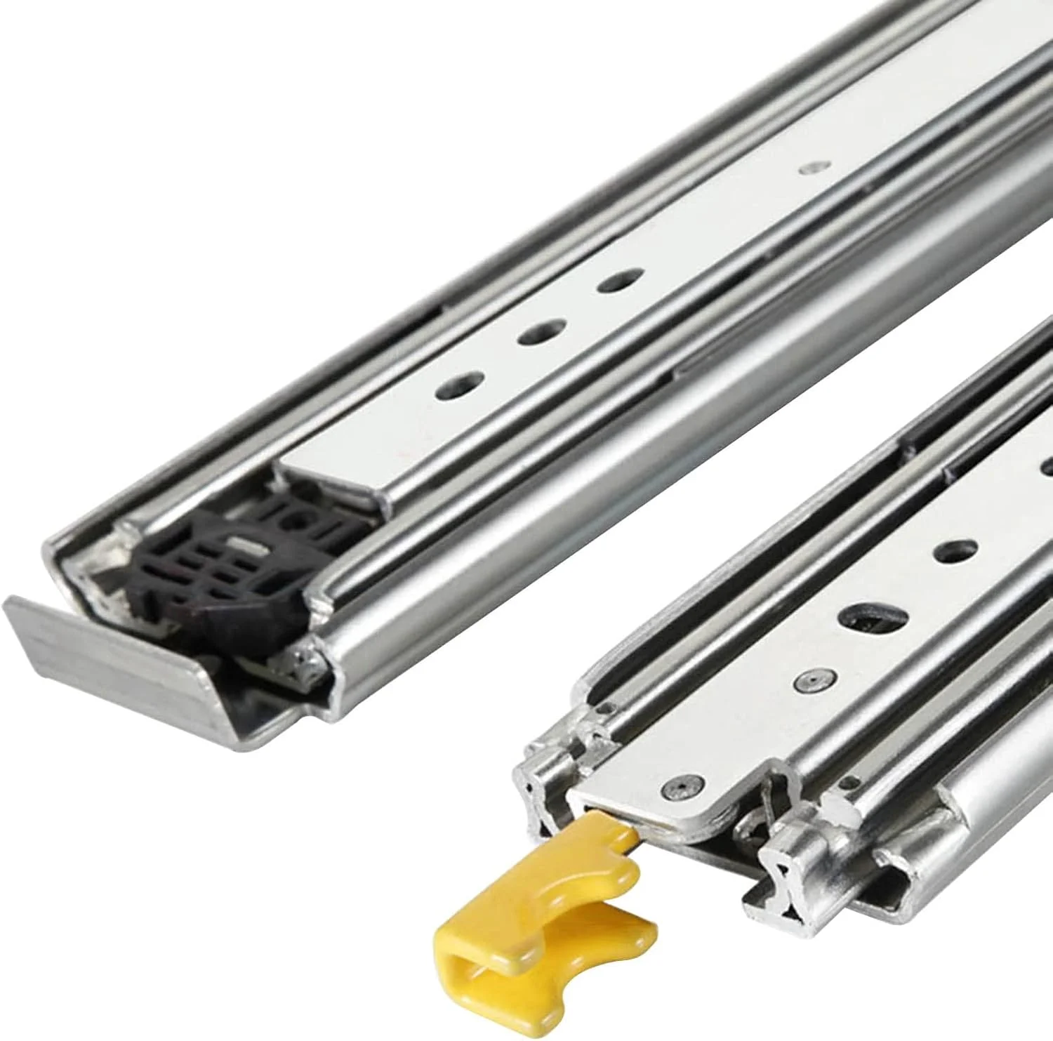 یک جفت ریل کشویی سنگین وزن نصب جانبی 100 تا 150 سانتی متر، ریل کشویی بلبرینگ با باز شدن کامل، بی صدا، لغزش روان، سخت افزار تلسکوپی (تک رنگ 1450 میلی متر (58 اینچ))