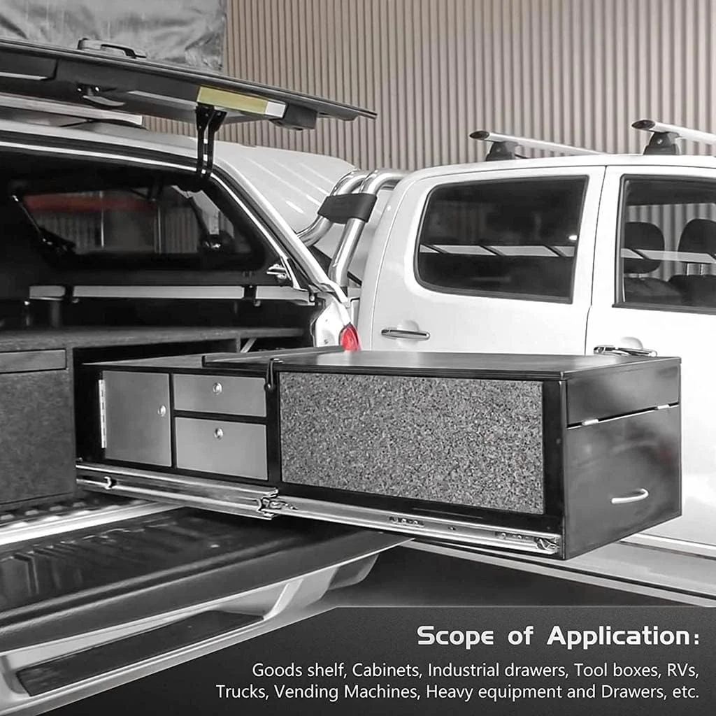 ریل کشویی سه قسمتی با قابلیت باز شدن کامل، ریل های کشویی فولادی سنگین، راهنمای مسیر ریلی فلزی بلبرینگ دار، برای کابینت ها، کابینت ابزار و تجهیزات بزرگ، 1 جفت (یک رنگ 80 سانتی متر)