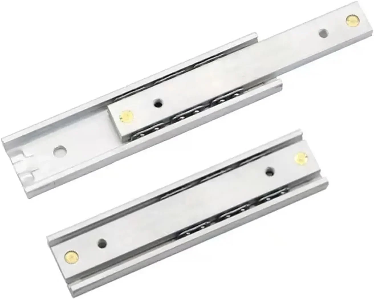 یک جفت ریل کشو مینیاتوری دو قسمتی عرض 16 میلی متر، ریل ساچمه ای تاشو فولادی، اتصالات سخت افزاری مبلمان (16mmx250mm)