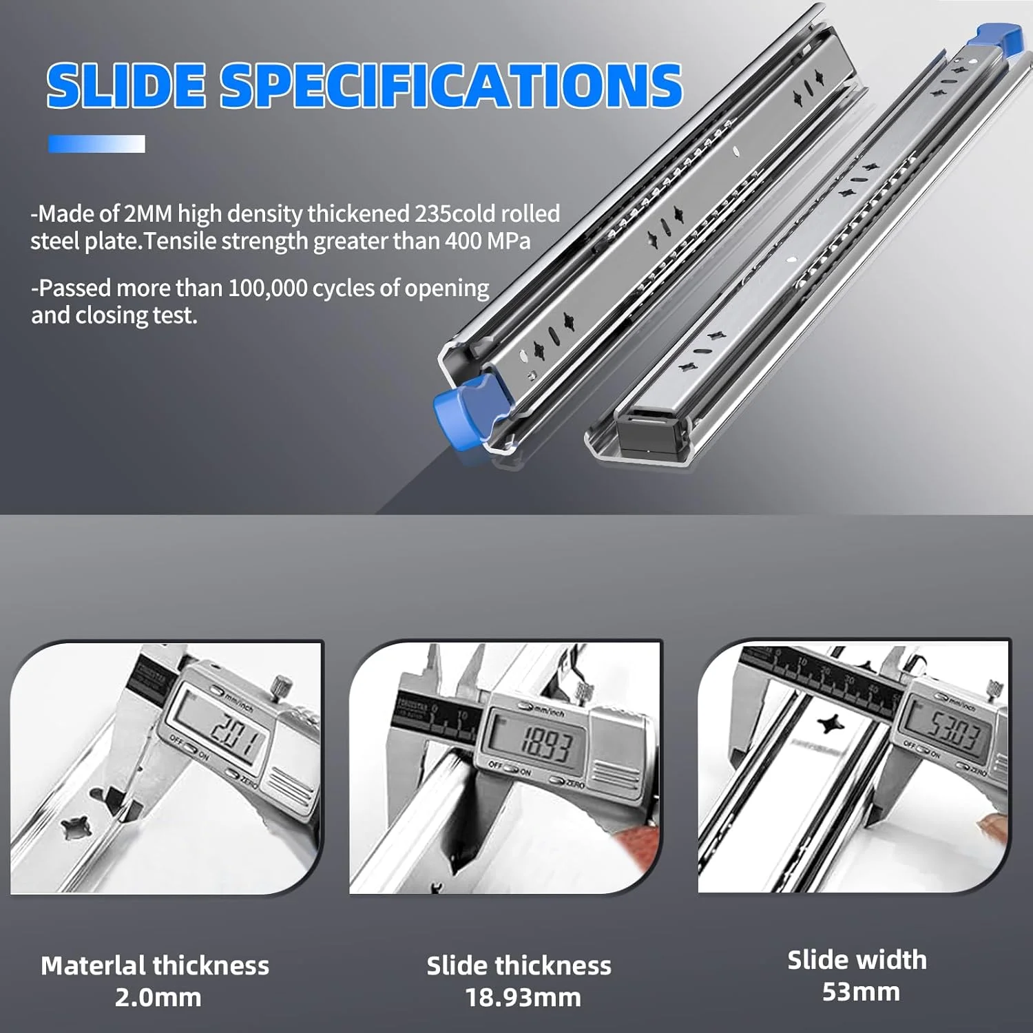ریل کشویی قفل دار سنگین SLIDEWAY با ظرفیت 260 پوند، یک جفت در اندازه های 12، 14، 16، 18، 20، 24، 26، 30، 32 و 40 اینچ، بلبرینگ دار با حرکت کامل، مناسب برای کابینت، ریل، جعبه ابزار و RV (عرض 53 میلی متر با قفل) - 20 اینچ