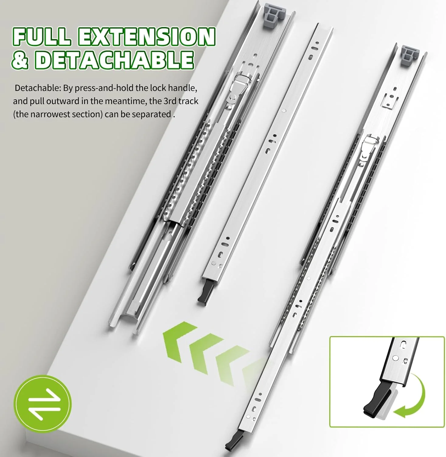 ریل کشویی قفل‌دار سنگین SLIDEWAY، یک جفت، سایزهای 30، 35، 40، 45، 50، 55، 60، 80، 100 سانتی‌متر، تحمل وزن 70 کیلوگرم، بلبرینگ دار با باز شدن کامل، مناسب کابینت، ریل، جعبه ابزار، لغزنده