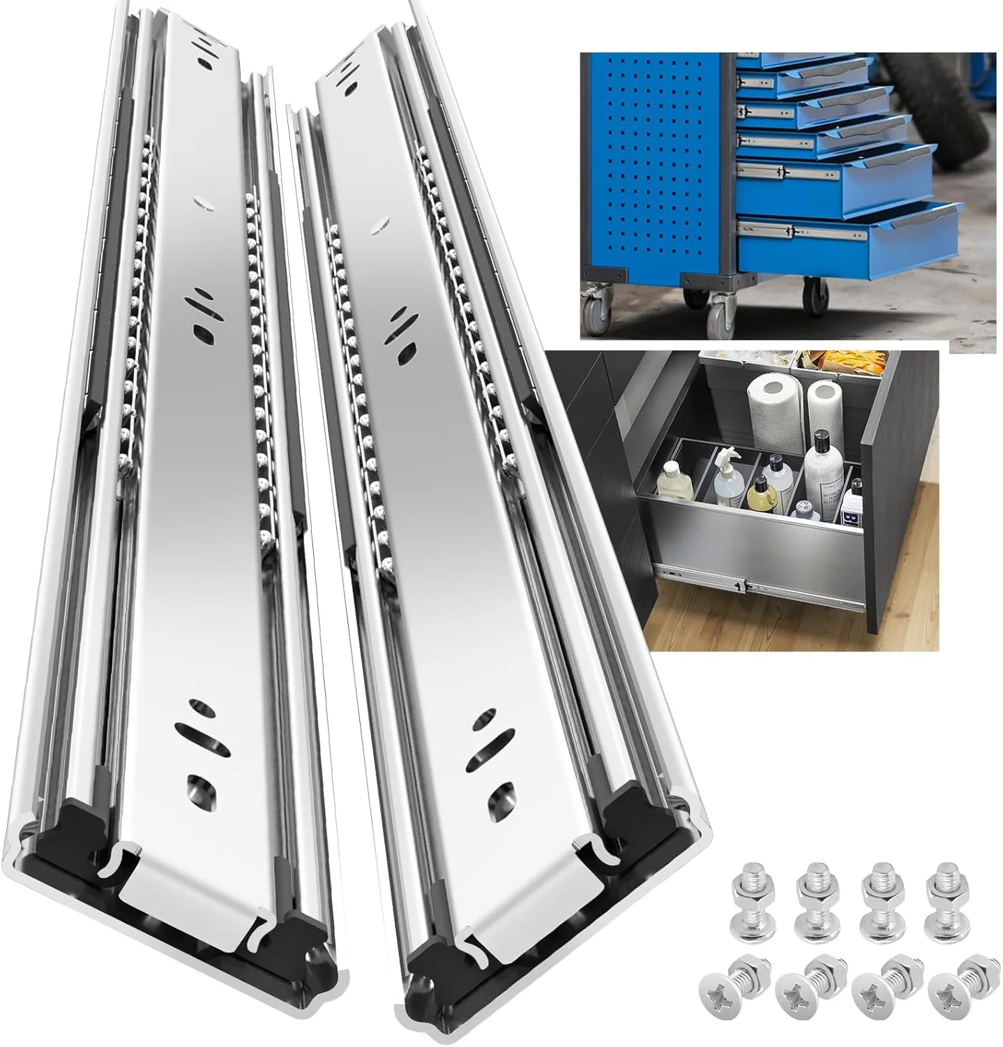 SHUHANG یک جفت ریل کشو سنگین با ظرفیت بار 150 پوند، 16 اینچ، بلبرینگ دار با قابلیت باز شدن کامل، نصب جانبی برای کابینت، مناسب جعبه ابزار RV