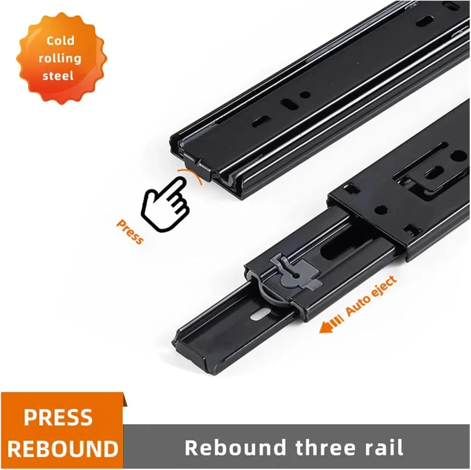 ریل کشویی سه تکه، ریل اسلاید سه طرفه، کشوهای فشاری برگشتی، مسیر کشویی، فولاد ضد زنگ یا فولاد نورد سرد (Dg207 14 اینچ)