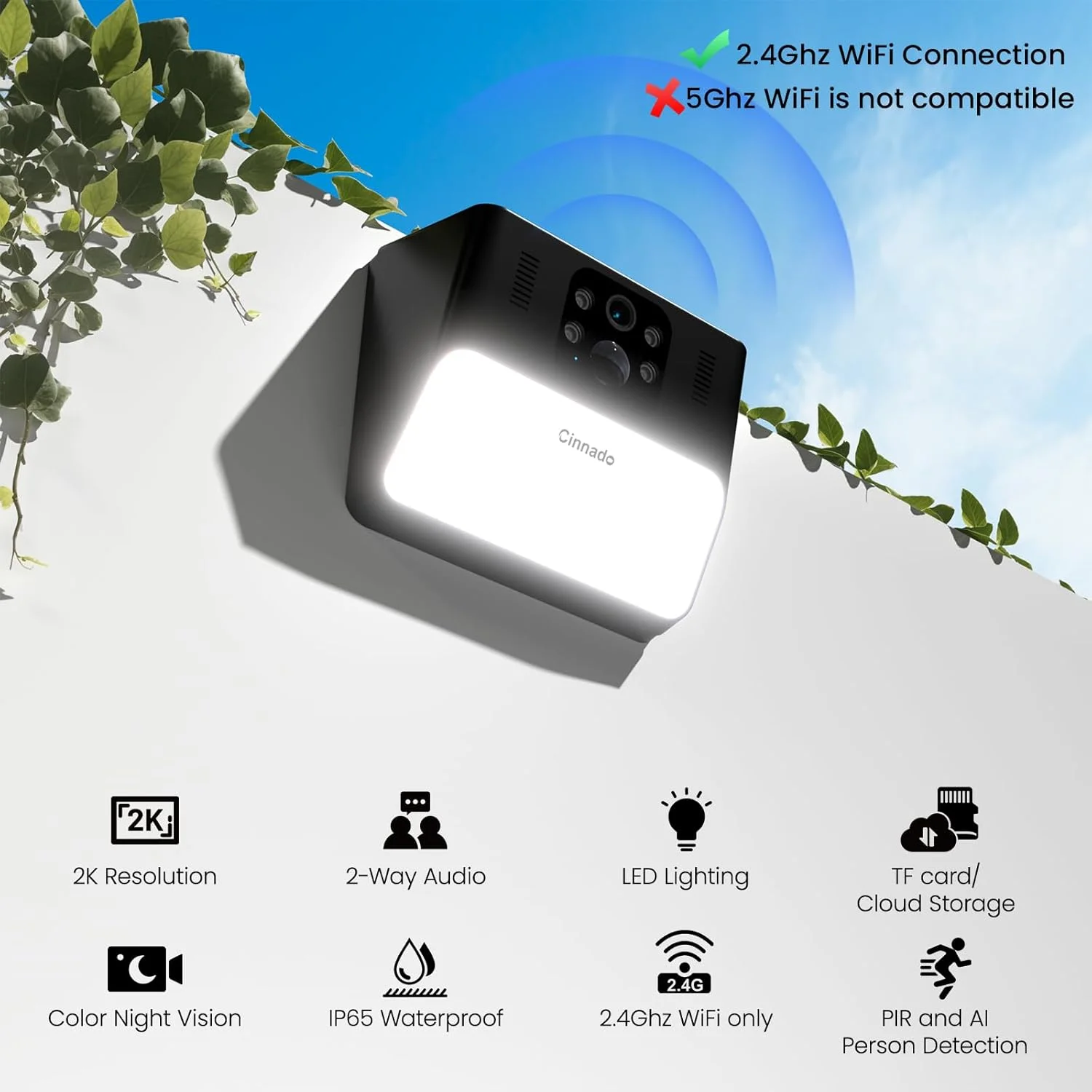 دوربین فضای باز بی سیم Cinnado - دوربین های چراغ دیواری خورشیدی 2K 2.4G برای امنیت خانه با تشخیص حرکت هوش مصنوعی، ضد آب، چراغ فعال با حرکت، آژیر، ذخیره سازی ابری/SD، سازگار با الکسا/گوگل هوم، S2 دوربین فضای باز بی سیم Cinnado - دوربین های چراغ دیواری خورشیدی 2K 2.4G برای امنیت خانه با تشخیص حرکت هوش مصنوعی، ضد آب، چراغ فعال با حرکت، آژیر، ذخیره سازی ابری/SD، سازگار با الکسا/گوگل هوم، S2