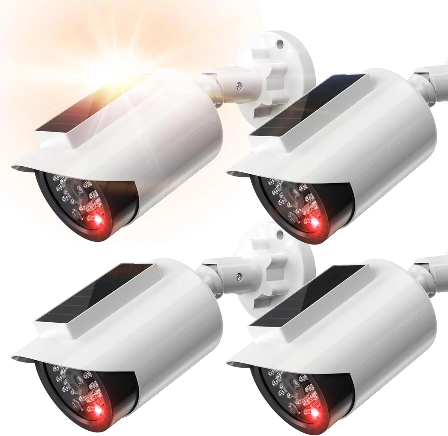 دوربین مداربسته جعلی خورشیدی BNT، دوربین مداربسته تقلبی گلولهای شکل با چراغ LED قرمز برای شب، برچسب هشدار امنیتی، برای هشدار ایمنی در فضای باز (4 عدد، سفید، باتری شامل نمیشود) دوربین مداربسته جعلی خورشیدی BNT، دوربین مداربسته تقلبی گلولهای شکل با چراغ LED قرمز برای شب، برچسب هشدار امنیتی، برای هشدار ایمنی در فضای باز (4 عدد، سفید، باتری شامل نمیشود)