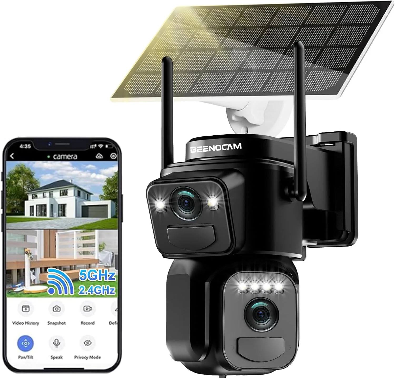دوربین امنیتی خورشیدی 4K بیسیم BEENOCAM، دوربین های خورشیدی دو لنز 360 درجه PTZ برای امنیت خانه با دید در شب رنگی، تشخیص انسان PIR، ردیابی خودکار، آلارم نورافکن/آژیر، وای فای 2.4/5 گیگاهرتز دوربین امنیتی خورشیدی 4K بیسیم BEENOCAM، دوربین های خورشیدی دو لنز 360 درجه PTZ برای امنیت خانه با دید در شب رنگی، تشخیص انسان PIR، ردیابی خودکار، آلارم نورافکن/آژیر، وای فای 2.4/5 گیگاهرتز