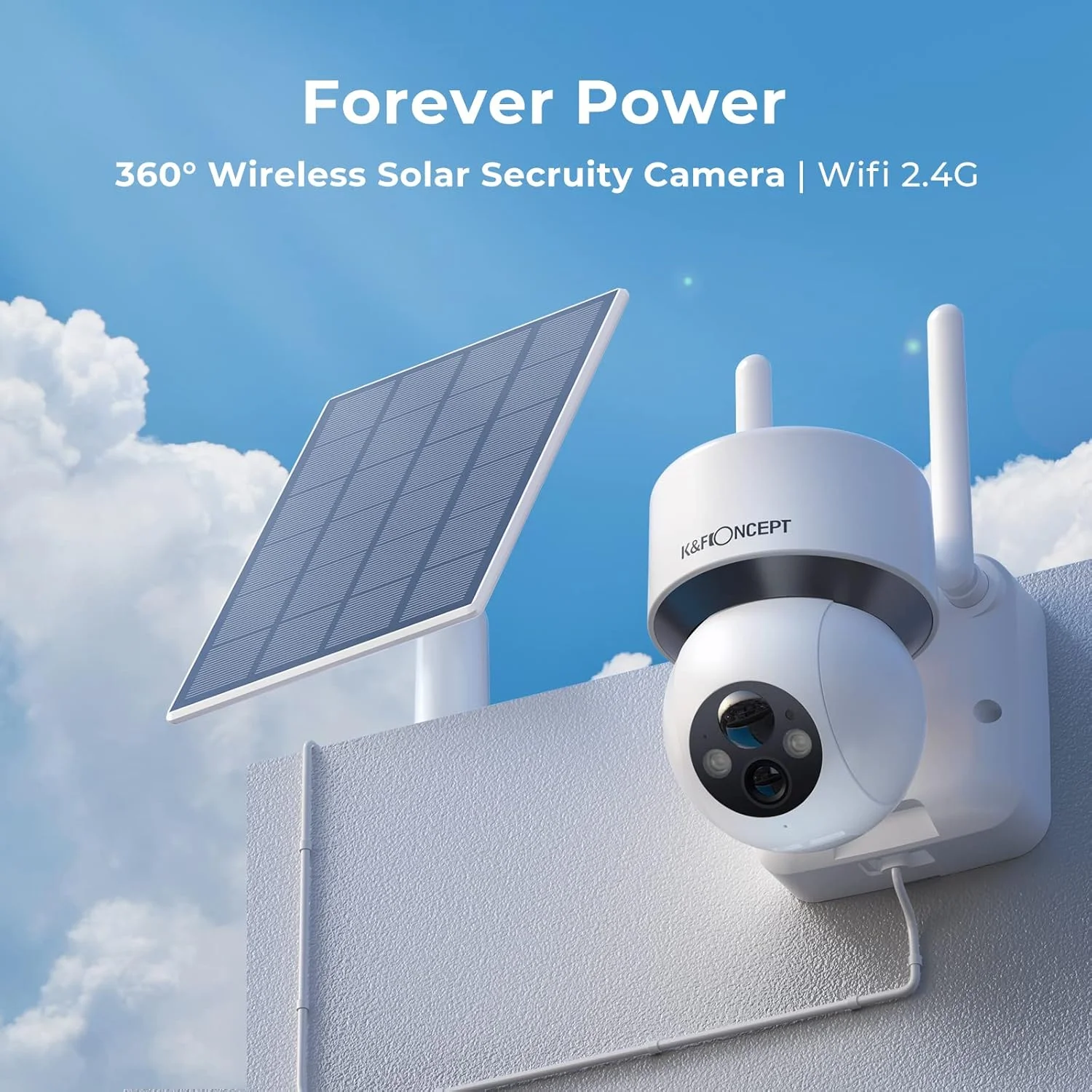 دوربین امنیتی خورشیدی بی سیم K&F Concept برای فضای باز، دوربین های خانگی PTZ WiFi با تشخیص حرکت و آژیر، دوربین نظارتی 1080P با باتری خورشیدی با دید در شب رنگی، صدای دو طرفه دوربین امنیتی خورشیدی بی سیم K&F Concept برای فضای باز، دوربین های خانگی PTZ WiFi با تشخیص حرکت و آژیر، دوربین نظارتی 1080P با باتری خورشیدی با دید در شب رنگی، صدای دو طرفه