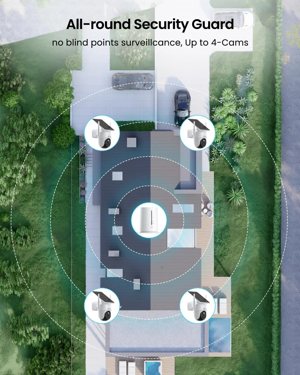 دوربین های امنیتی بی سیم ARCCTV برای فضای باز، کیت 4 دوربینه، سیستم دوربین امنیتی خورشیدی 4 مگاپیکسلی بی سیم با چرخش 360 درجه، دید در شب رنگی HD، تشخیص حرکت، کارت حافظه 64 گیگابایتی، بدون هزینه اشتراک ماهانه دوربین های امنیتی بی سیم ARCCTV برای فضای باز، کیت 4 دوربینه، سیستم دوربین امنیتی خورشیدی 4 مگاپیکسلی بی سیم با چرخش 360 درجه، دید در شب رنگی HD، تشخیص حرکت، کارت حافظه 64 گیگابایتی، بدون هزینه اشتراک ماهانه