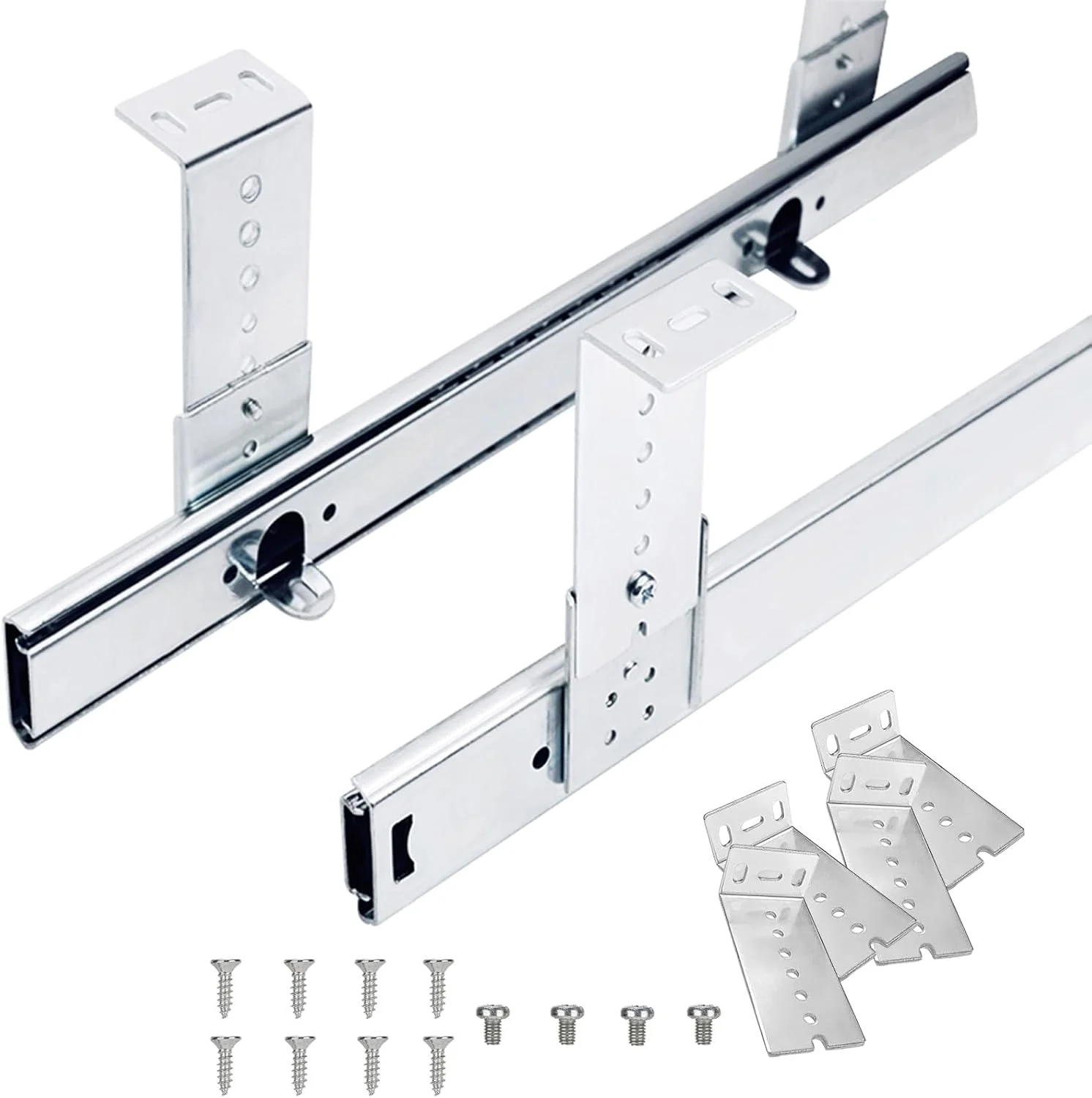 ریل کشویی کشو با بلبرینگ، یک جفت، تحمل وزن 50 کیلوگرم، طول 400 میلی متر، ایده آل برای سینی کیبورد زیر میز، نقره ای 350 میلی متر