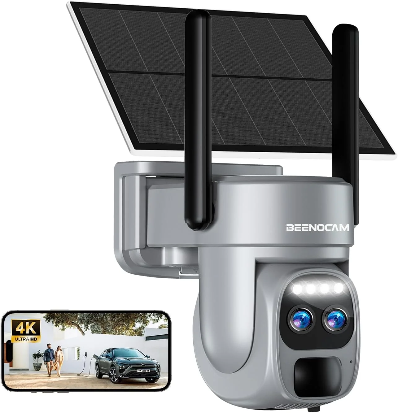 دوربین های امنیتی خورشیدی بی سیم 4K/8MP BEENOCAM، دوربین خورشیدی دو لنز 360 درجه PTZ بی سیم برای امنیت خانه با فرکانس 2.4/5 گیگاهرتز، سنسور PIR، دید در شب رنگی، صدای دو طرفه، الکسا دوربین های امنیتی خورشیدی بی سیم 4K/8MP BEENOCAM، دوربین خورشیدی دو لنز 360 درجه PTZ بی سیم برای امنیت خانه با فرکانس 2.4/5 گیگاهرتز، سنسور PIR، دید در شب رنگی، صدای دو طرفه، الکسا