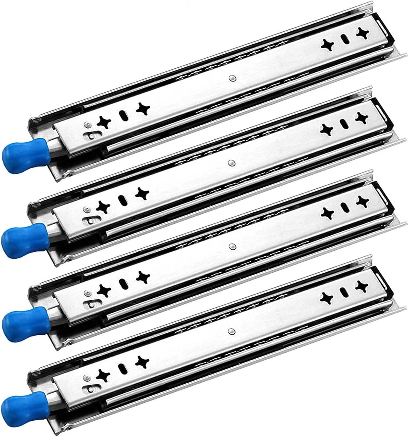 ریل های کشویی نصب جانبی، بلبرینگ قفل دار، برای حرکت روان و صدای کم، 25 تا 150 سانتی متر، (2 جفت)، رنگی