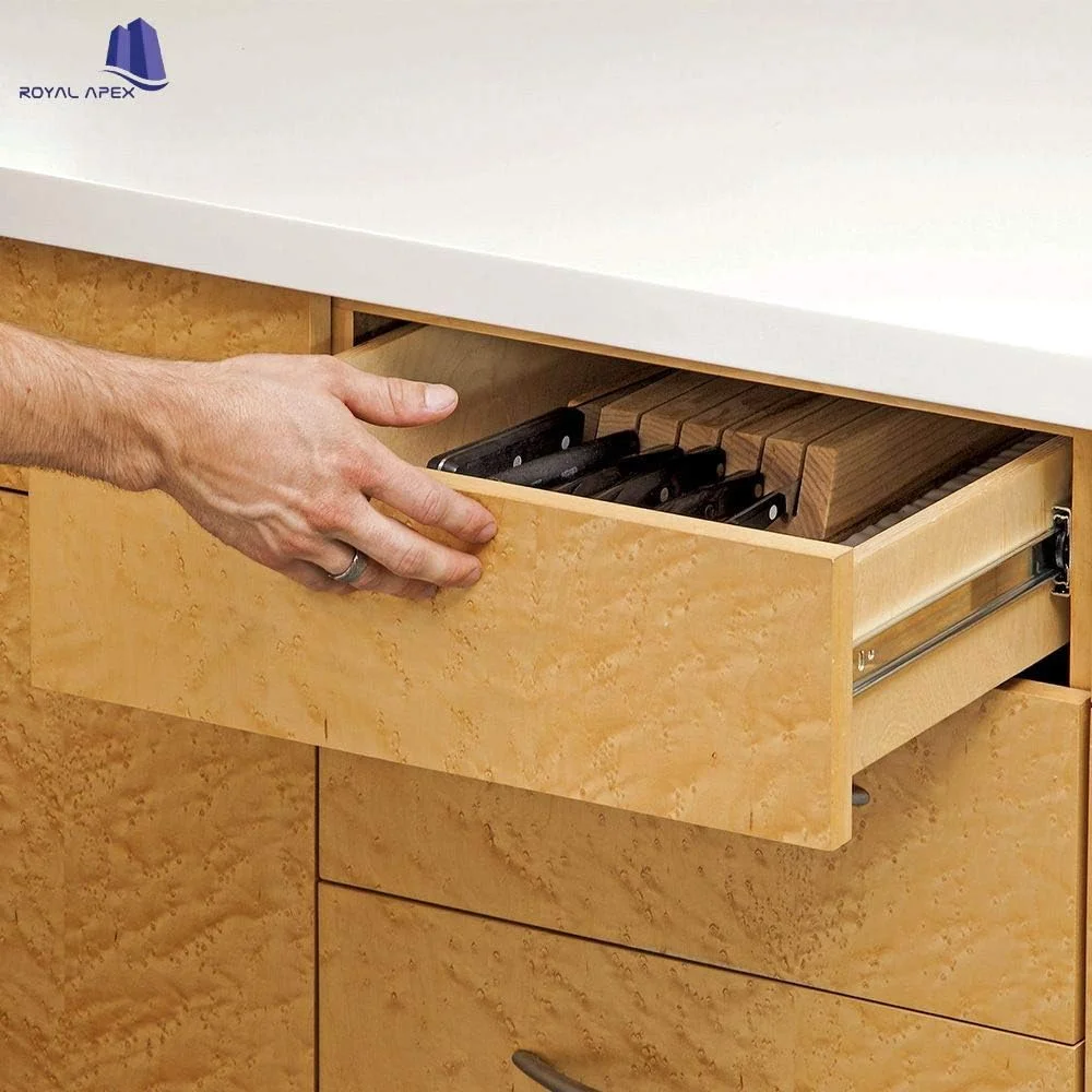 ریل کشویی کابینت رویال اپکس با سیستم باز شدن فشاری، بلبرینگ، نصب جانبی، باز شدن کامل (40 سانتی متر)