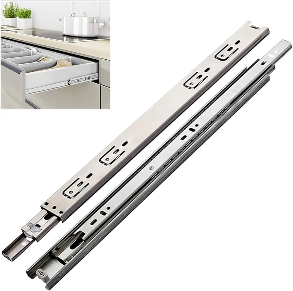 ریل کشو تلسکوپی فول اکستنشن آرام بند Robustline با بلبرینگ فولادی (نصب جانبی) - ظرفیت بار بالا (ضخامت 42 میلی متر، 8 اینچ)