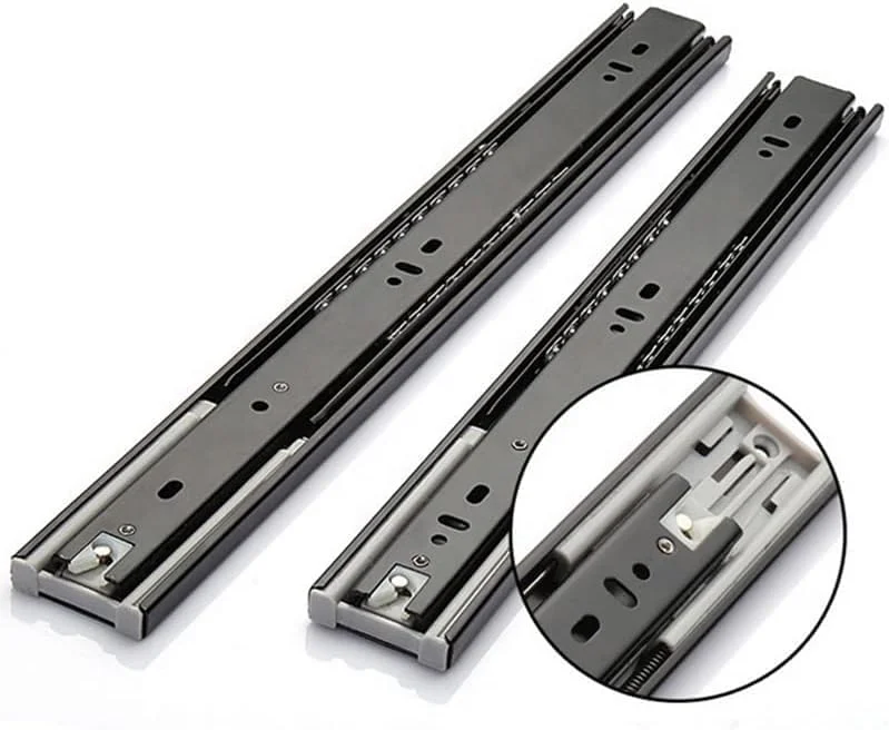 ریل کشو تلسکوپی دو تکه فول اکستنشن با مکانیزم آرام بند و بلبرینگ فولادی Robustline (نصب جانبی) - ظرفیت بار بالا (ضخامت 17 میلی متر، 12 اینچ)