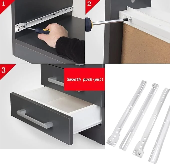 ریل کشو کابینت رویال آپکس برای میز کامپیوتر و کابینت لباس با چرخ، رنگ سفید (14 اینچ)