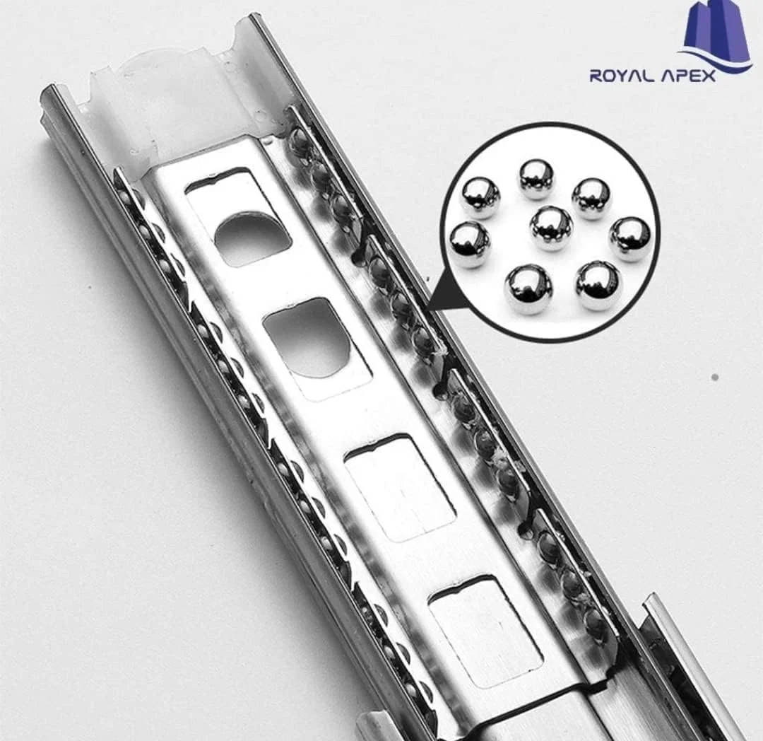 ریل کشویی بلبرینگ فولادی با مکانیزم آرام بند رویال اپکس (طول 50 سانتی متر)