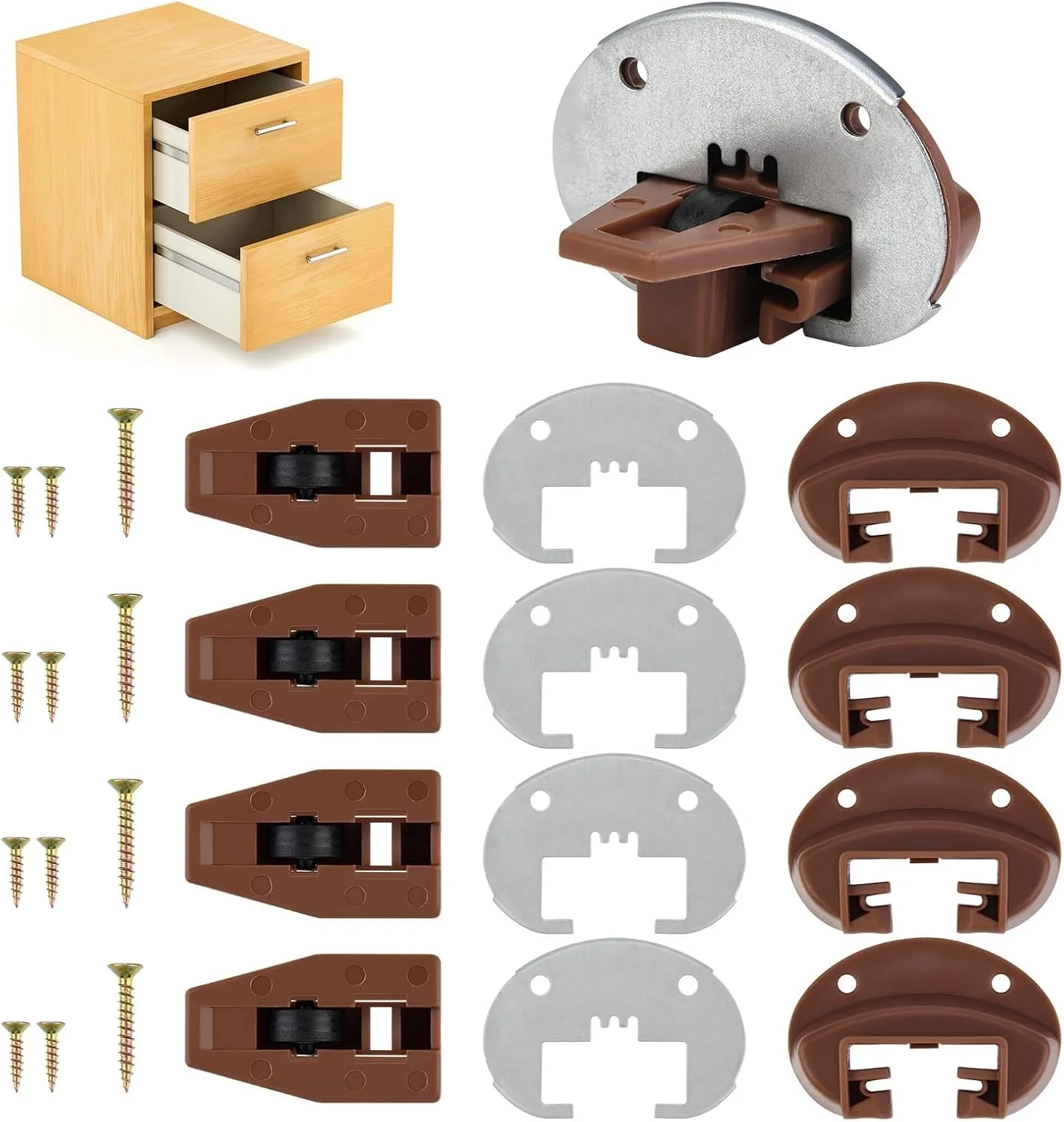 کیت راهنمای ریل کشو، 5 ست ریل کشو جایگزین برای کمد و مبلمان، راهنماهای سینی کشویی فلزی روان، سخت افزار ریل کشو با کیفیت تجاری