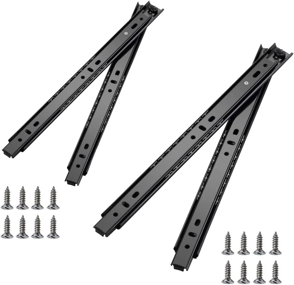 4 عدد ریل کشو کابینت - ریل های سنگین 400 میلی متر - ریل کشویی فلزی مشکی - نصب جانبی - بی صدا و پایدار، بادوام - ریل کشو بلبرینگ با خروج کامل (350 میلی متر (14 اینچ)) 4 عدد ریل کشو کابینت - ریل های سنگین 400 میلی متر - ریل کشویی فلزی مشکی - نصب جانبی - بی صدا و پایدار، بادوام - ریل کشو بلبرینگ با خروج کامل (350 میلی متر (14 اینچ))