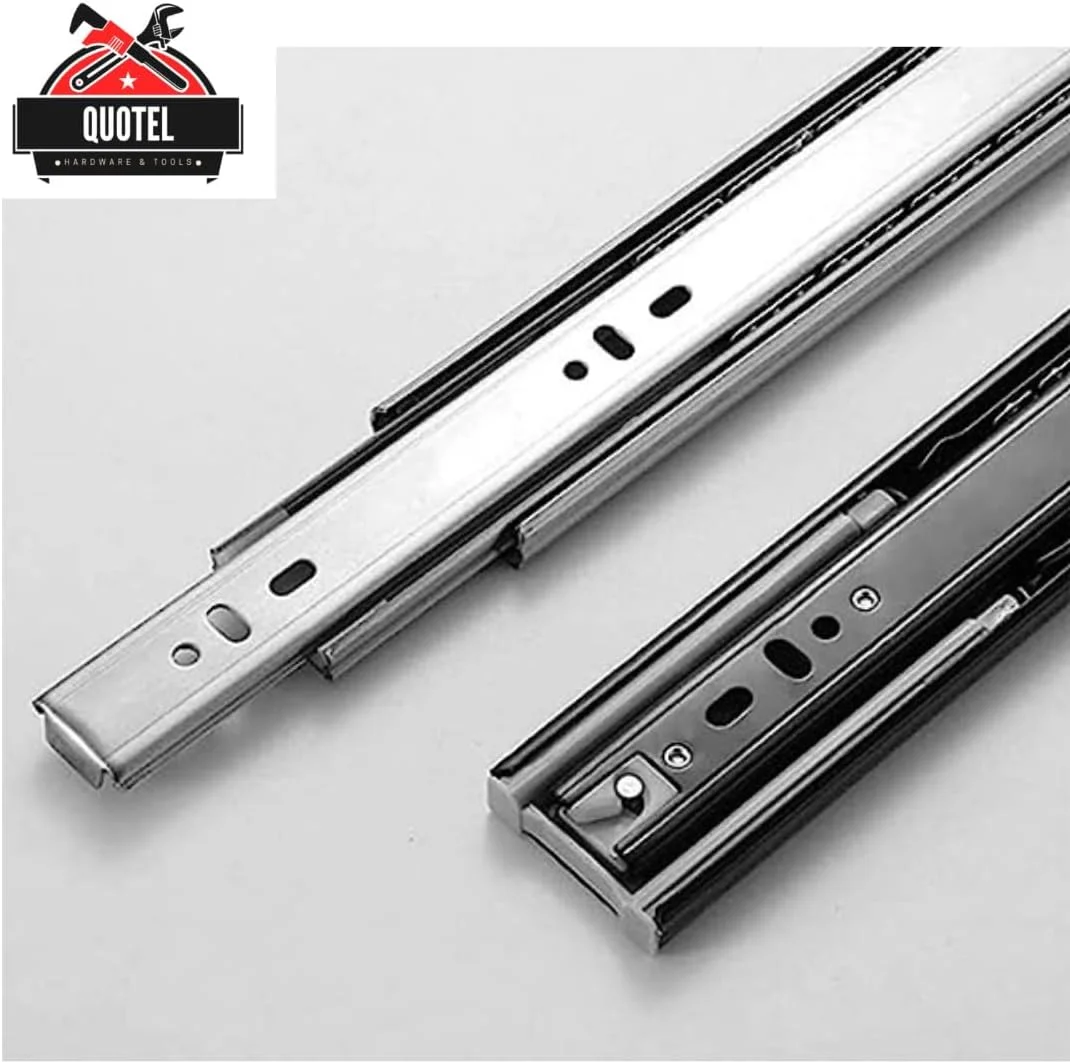 کوئتل بسته 2 عددی ریل کشویی بلبرینگ فولادی با مکانیزم بسته شدن نرم | پرداخت SS | (45 سانتی متر (18 اینچ))