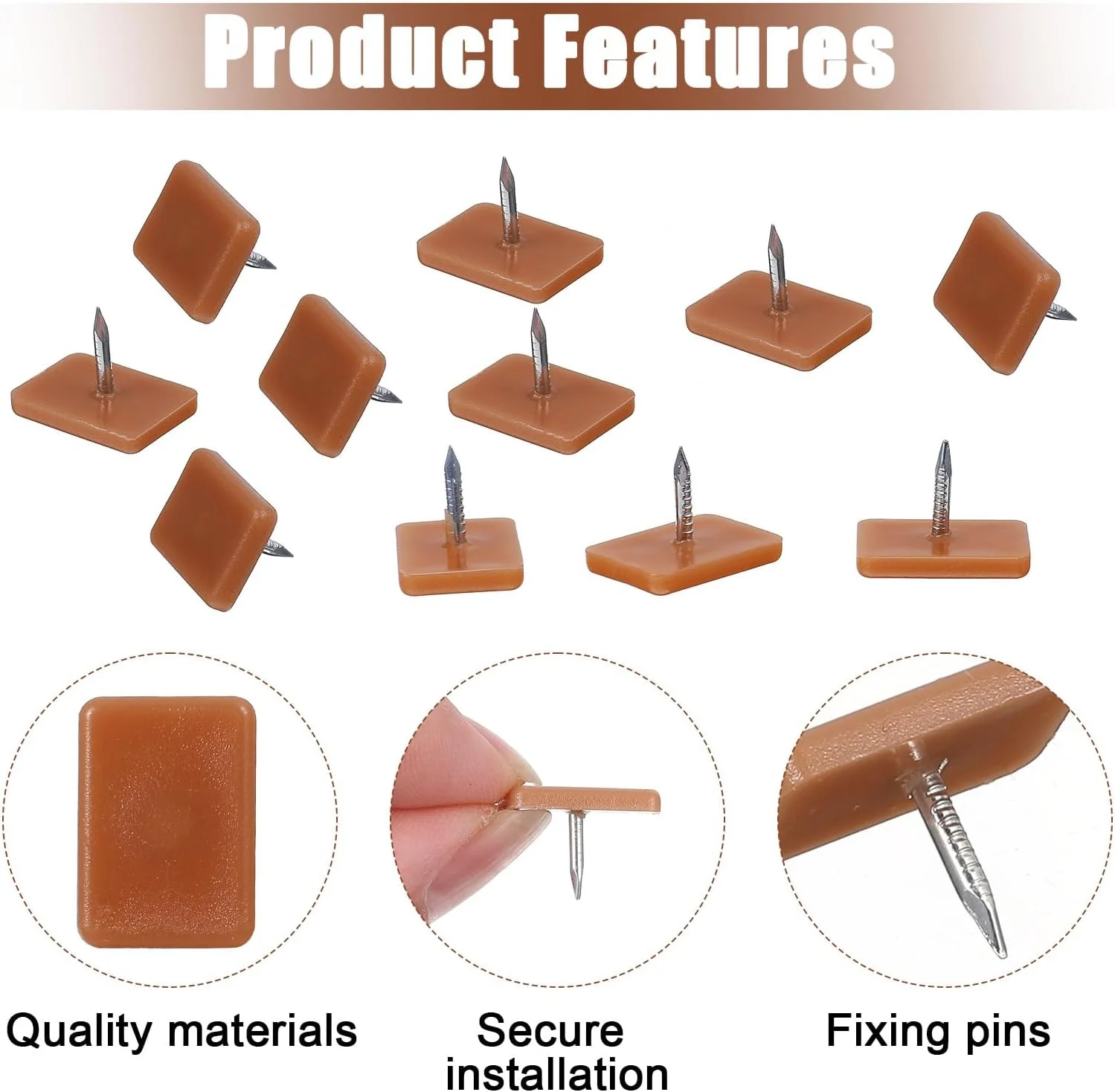 لغزنده های کشو با میخ، 30 عدد لغزنده و راهنمای پلاستیکی کشو 17x12 میلی متر مربع، لغزنده های میخ دار با جعبه شفاف برای تعمیر کمد، رفع کشوها و بازگرداندن حرکت روان برای مبلمان (قهوه ای)