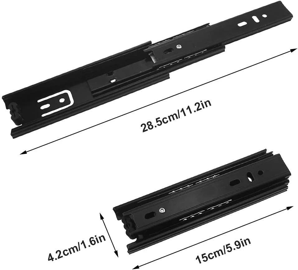پک 2 عددی ریل کشو Prmape، ریل های کشویی 150 میلی متری، کشو تلسکوپی 3 تایی، لولای کشو با قابلیت باز شدن کامل 285 میلی متر، ظرفیت بار سنگین 45 کیلوگرم