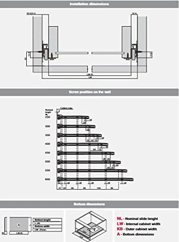 ریل کشویی زیرین فلزی سفید رنگ REJS، سایز 450 میلی متر