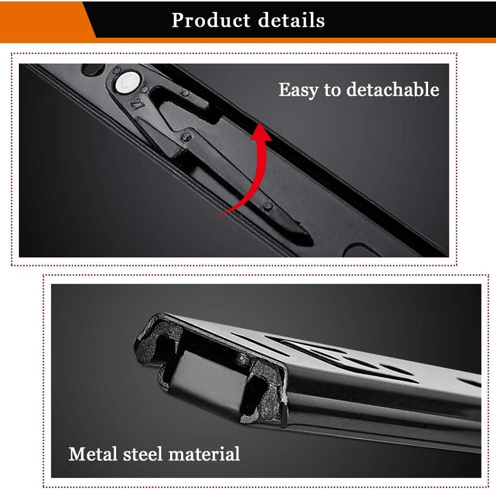 4 عدد ریل کشو کابینت - ریل های سنگین 400 میلی متر - ریل کشویی فلزی مشکی - نصب جانبی - بی صدا و پایدار، بادوام - ریل کشو بلبرینگ با خروج کامل (350 میلی متر (14 اینچ))