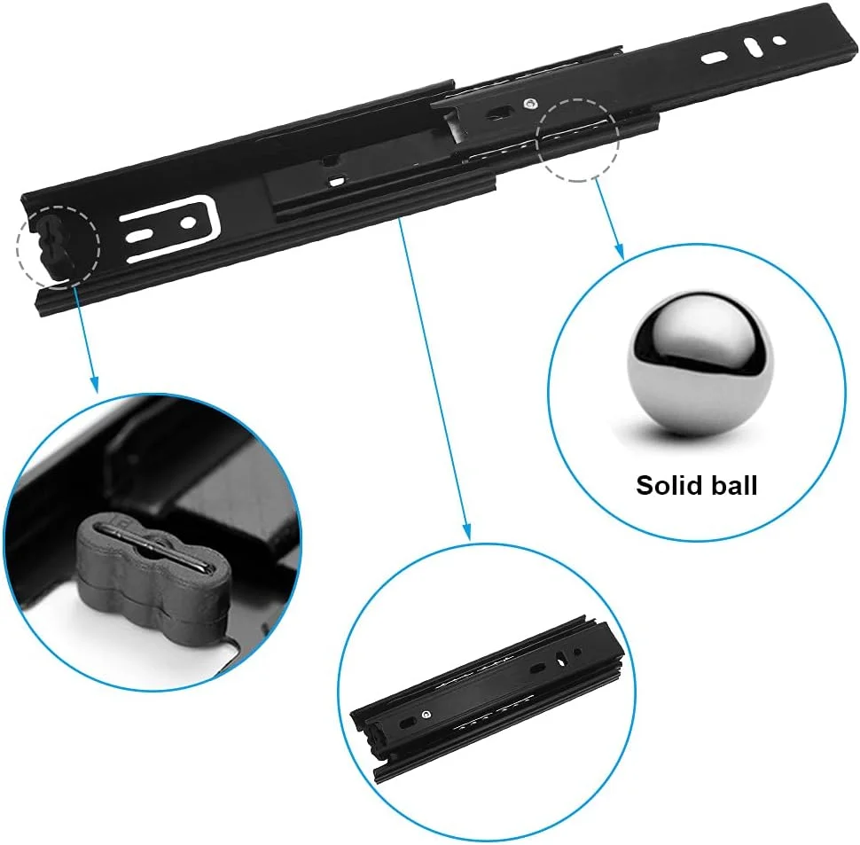 پک 2 عددی ریل کشو Prmape، ریل های کشویی 150 میلی متری، کشو تلسکوپی 3 تایی، لولای کشو با قابلیت باز شدن کامل 285 میلی متر، ظرفیت بار سنگین 45 کیلوگرم