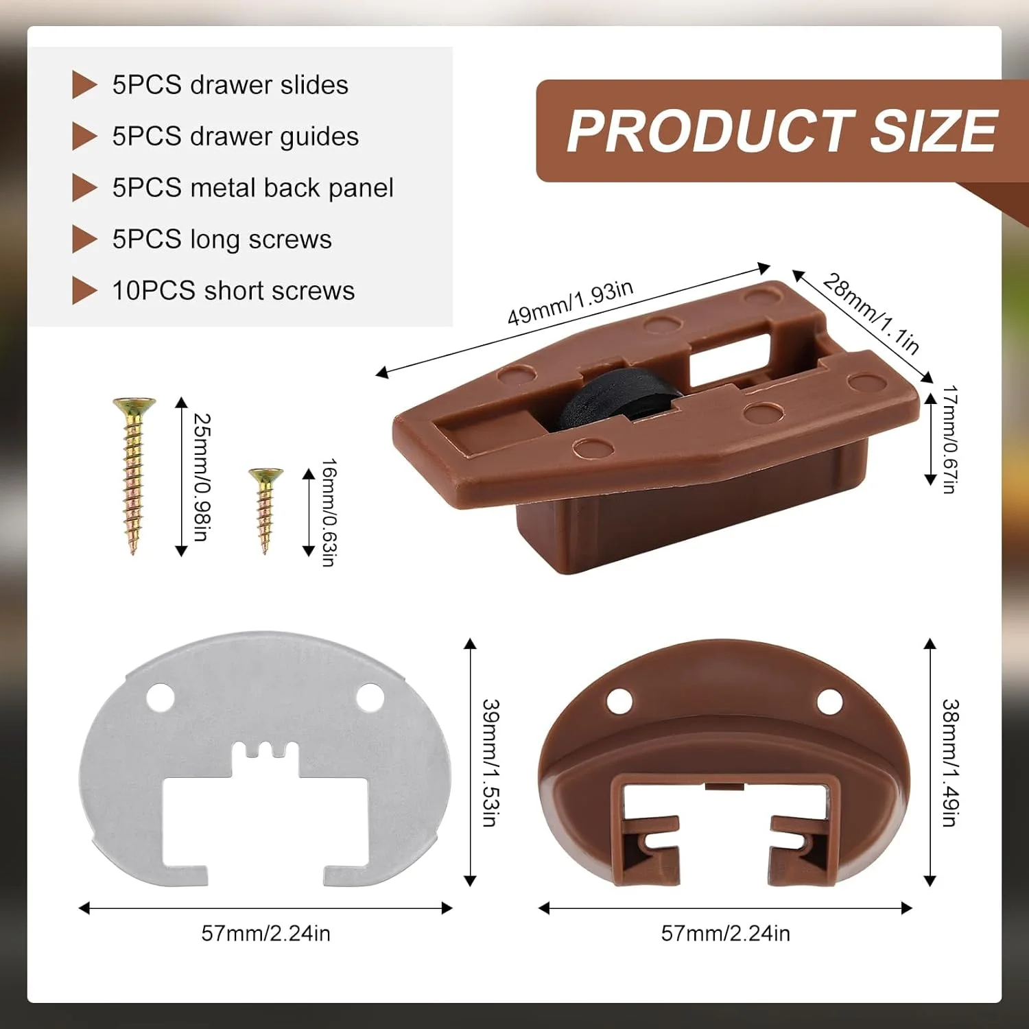 کیت راهنمای ریل کشو، 5 ست ریل کشو جایگزین برای کمد و مبلمان، راهنماهای سینی کشویی فلزی روان، سخت افزار ریل کشو با کیفیت تجاری