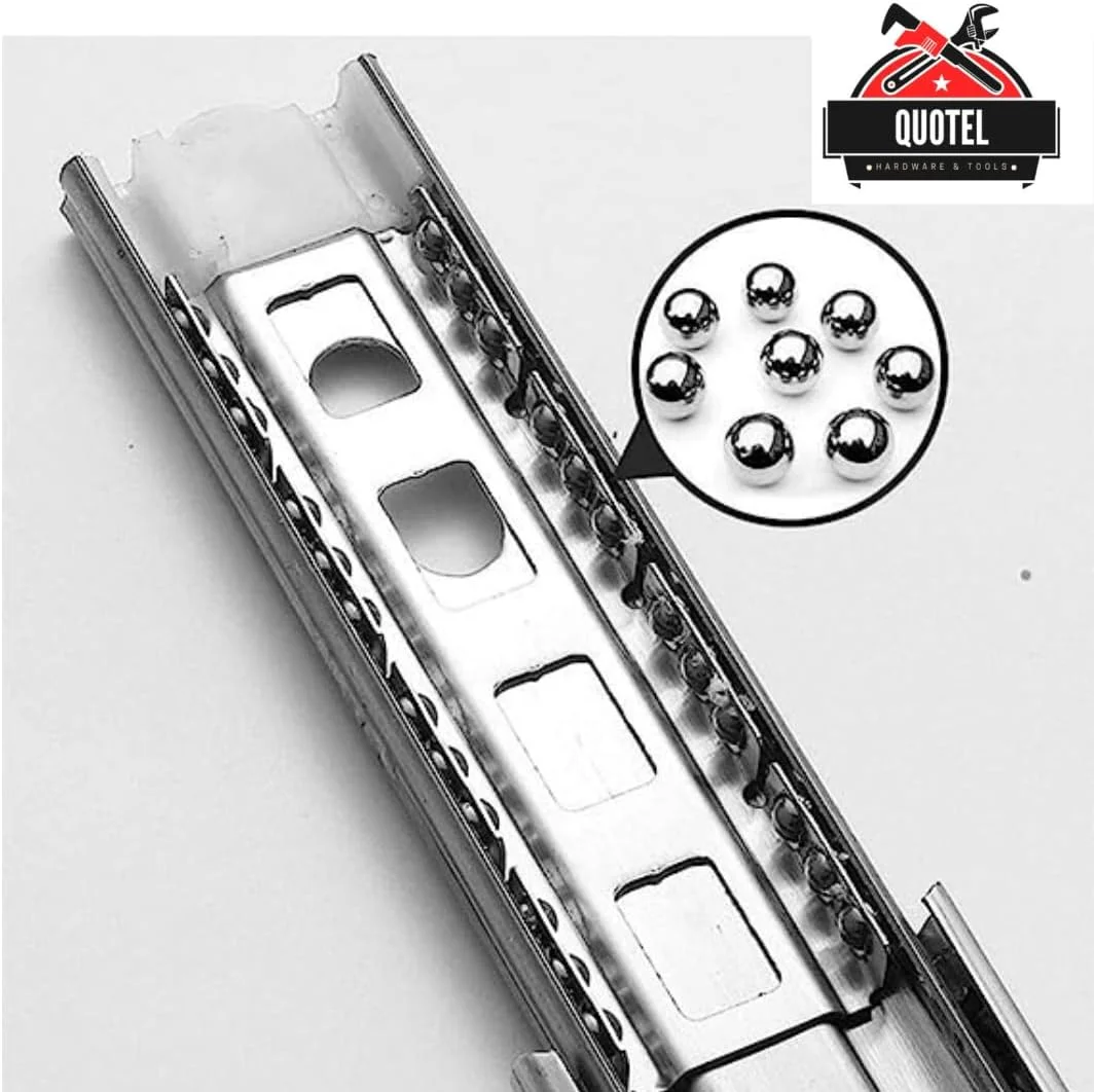 کوئتل بسته 2 عددی ریل کشویی بلبرینگ فولادی با مکانیزم بسته شدن نرم | پرداخت SS | (45 سانتی متر (18 اینچ))