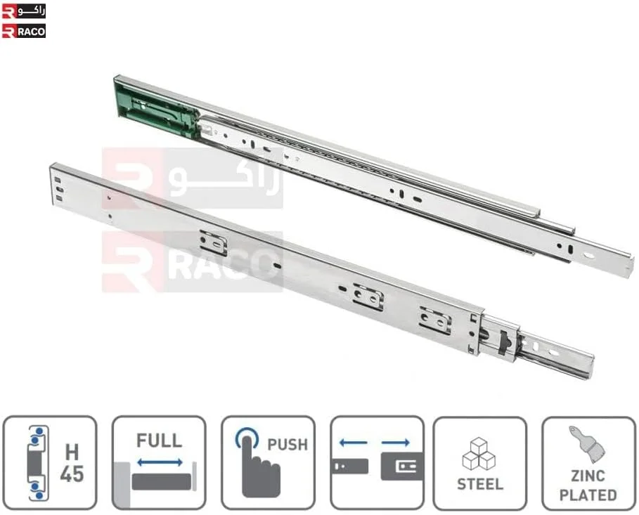 ریل کشویی کشو RACO یک جفت ریل مسیر با پسوند کامل برای کابینت ها کمد لباس آشپزخانه سطل زباله (12 اینچ، سنگین)