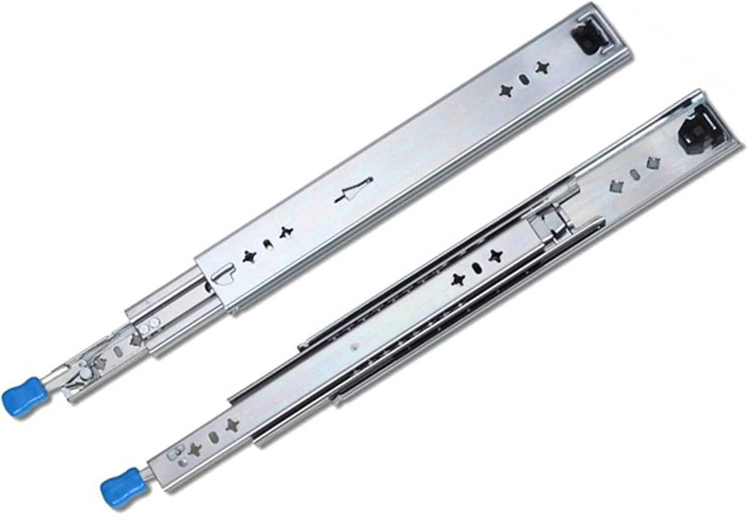 ریل کشو سنگین NOPQRST، سه تایی، بلبرینگ دار، بازشوندگی کامل، شیاردار با قفل، ظرفیت بار سنگین 120 کیلوگرم (550 میلی متر/22 اینچ)