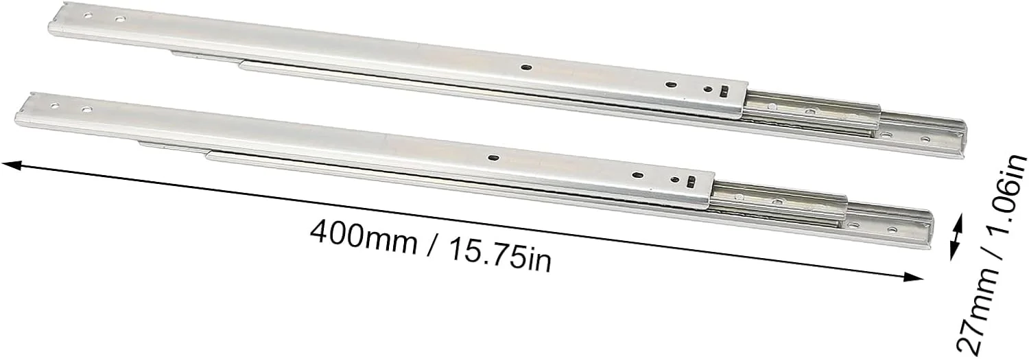 ریل کشو OVAQUIXI، یک جفت ریل کشو 400 میلی متری نصب جانبی با باز شدن کامل، 3 لایه بلبرینگ، مدل 27 IDA77