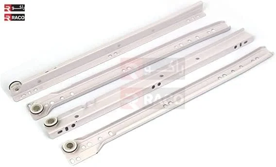 ریل کشویی کشو RACO، یک جفت ریل با قابلیت باز شدن کامل برای کابینت، کمد، دراور، آشپزخانه، سطل زباله - سفید (20 اینچ)