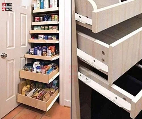 ریل کشویی کشو RACO، یک جفت ریل با قابلیت باز شدن کامل برای کابینت، کمد، دراور، آشپزخانه، سطل زباله - سفید (20 اینچ)
