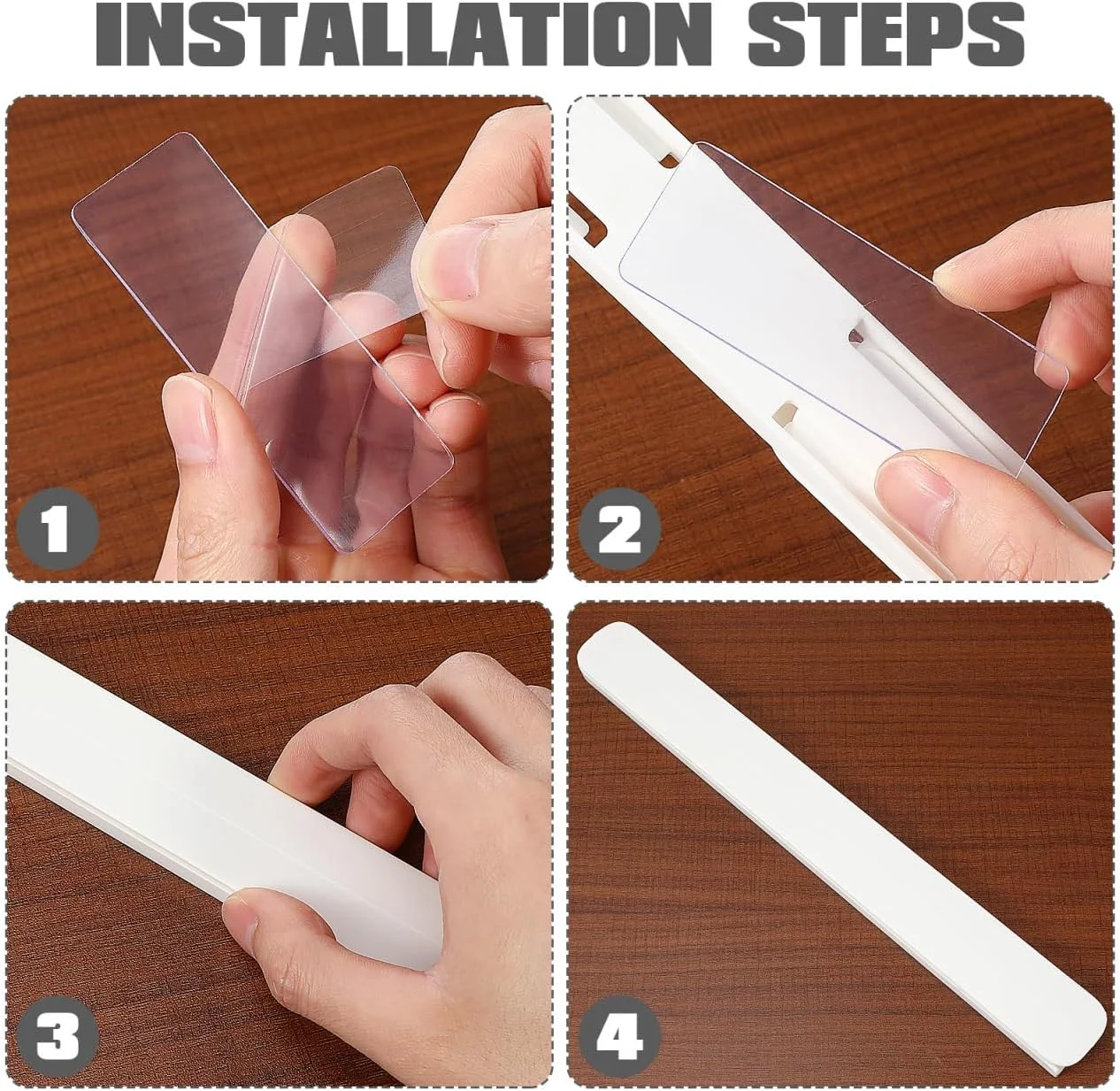 ست ریل کشویی خود چسب NUOBESTY، ریل های راهنمای کشو HIPS سفید رنگ برای کابینت ها، 26.39x3 سانتی متر