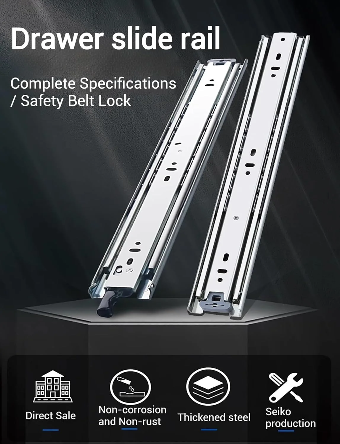 یک جفت ریل کشو سنگین - ریل های کشویی با حرکت کامل، نصب جانبی، بلبرینگ دار مناسب کمد و دراور (45 سانتی متر) یک جفت ریل کشو سنگین - ریل های کشویی با حرکت کامل، نصب جانبی، بلبرینگ دار مناسب کمد و دراور (45 سانتی متر)