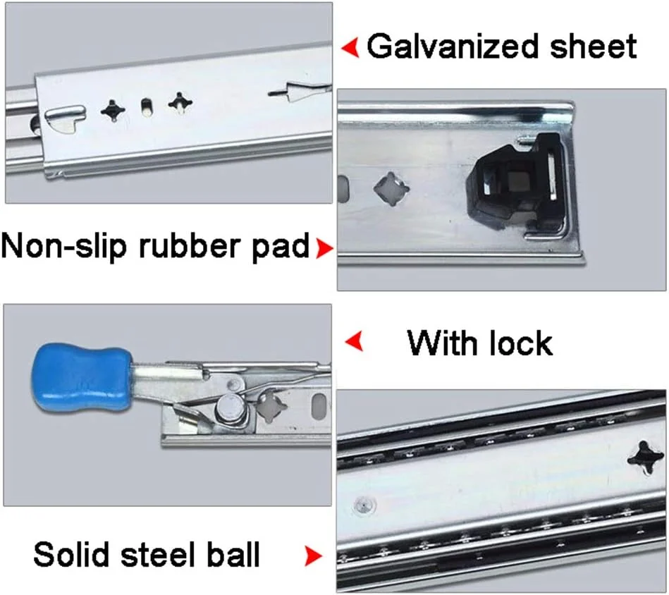 ریل کشویی بلبرینگی NOPQRST با مکانیزم باز شدن کامل، کم صدا، در اندازههای 550/750/1000/1250 میلیمتر، قفل کودک، ریلهای تلسکوپی نصب جانبی - یک جفت (600 میلیمتر/24 اینچ) ریل کشویی بلبرینگی NOPQRST با مکانیزم باز شدن کامل، کم صدا، در اندازههای 550/750/1000/1250 میلیمتر، قفل کودک، ریلهای تلسکوپی نصب جانبی - یک جفت (600 میلیمتر/24 اینچ)