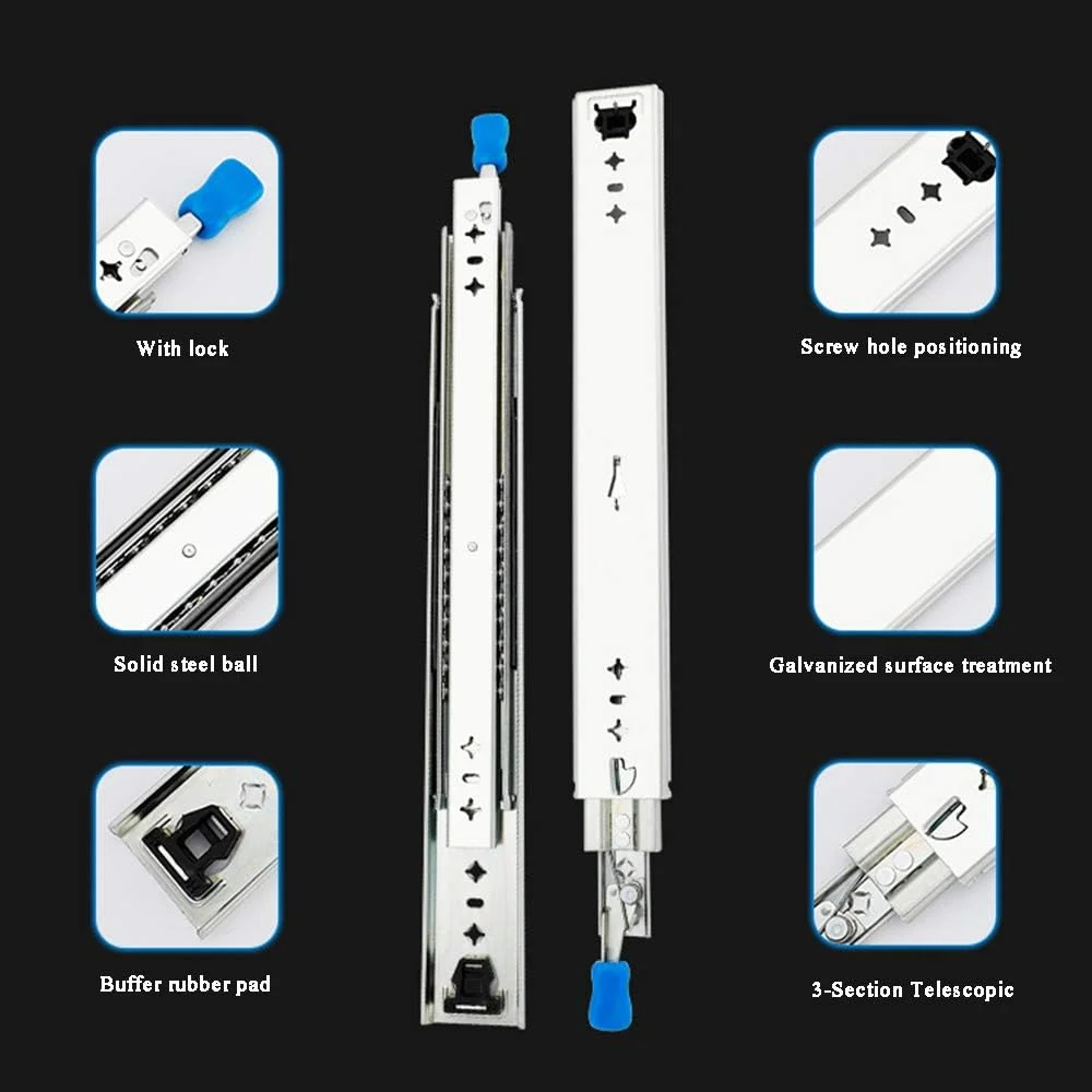 ریل کشو سنگین NOPQRST، سه تکه، بلبرینگ دار، مناسب برای کشوهای صنعتی، نصب جانبی (1500mm/60 اینچ)