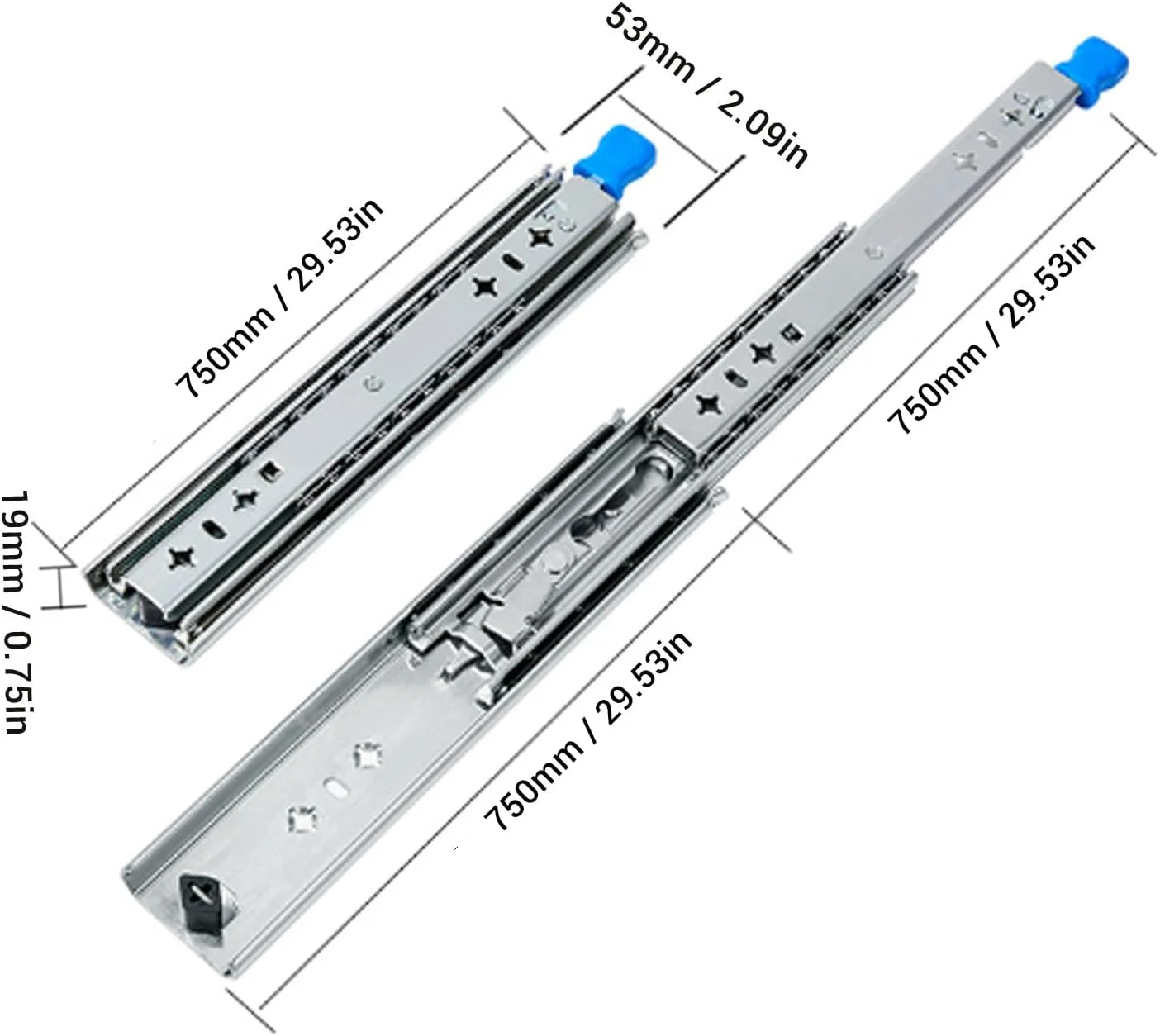 ریل کشویی زیرکابینتی NDNCZDHC، یک جفت، ظرفیت بار 120 کیلوگرم، مکانیزم قفل سه گانه نصب شده در کنار