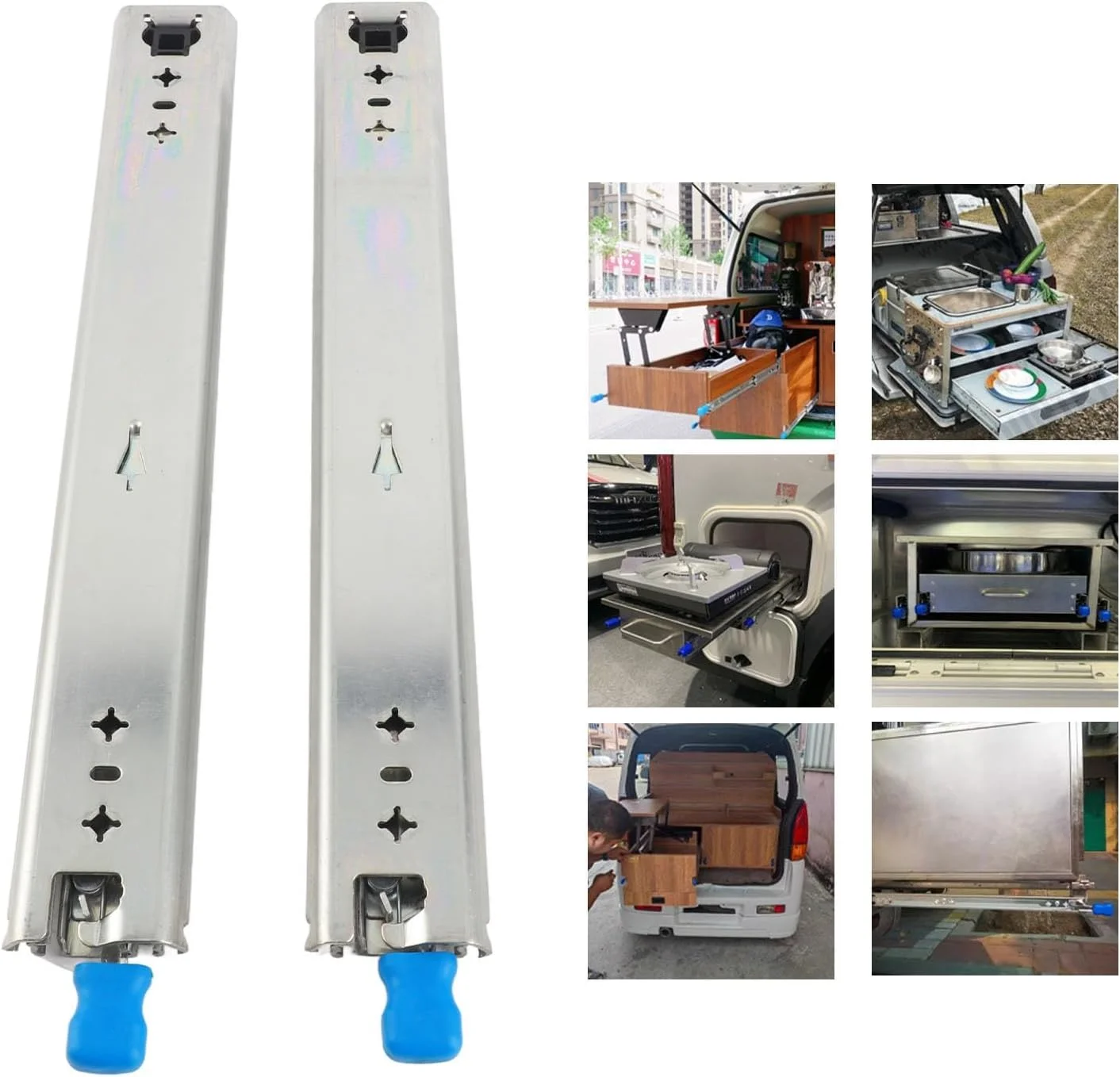 NDNCZDHC یک جفت ریل کشویی قفل‌دار سنگین، عرض 53 میلی‌متر / 2.09 اینچ با طراحی جداشدنی، ریل کشویی بلبرینگ 12 اینچی برای خانه، فروشگاه