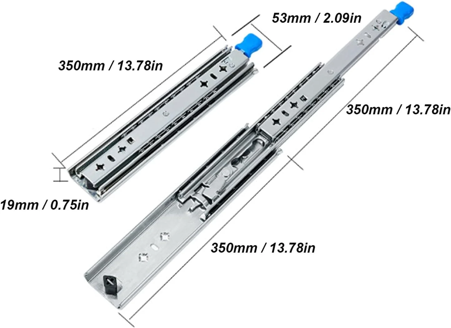 ریل کشو سنگین NDNCZDHC، طول 35 سانتیمتر، عرض 53 میلیمتر، طراحی بلبرینگ با مکانیزم قفل سه گانه ایمن