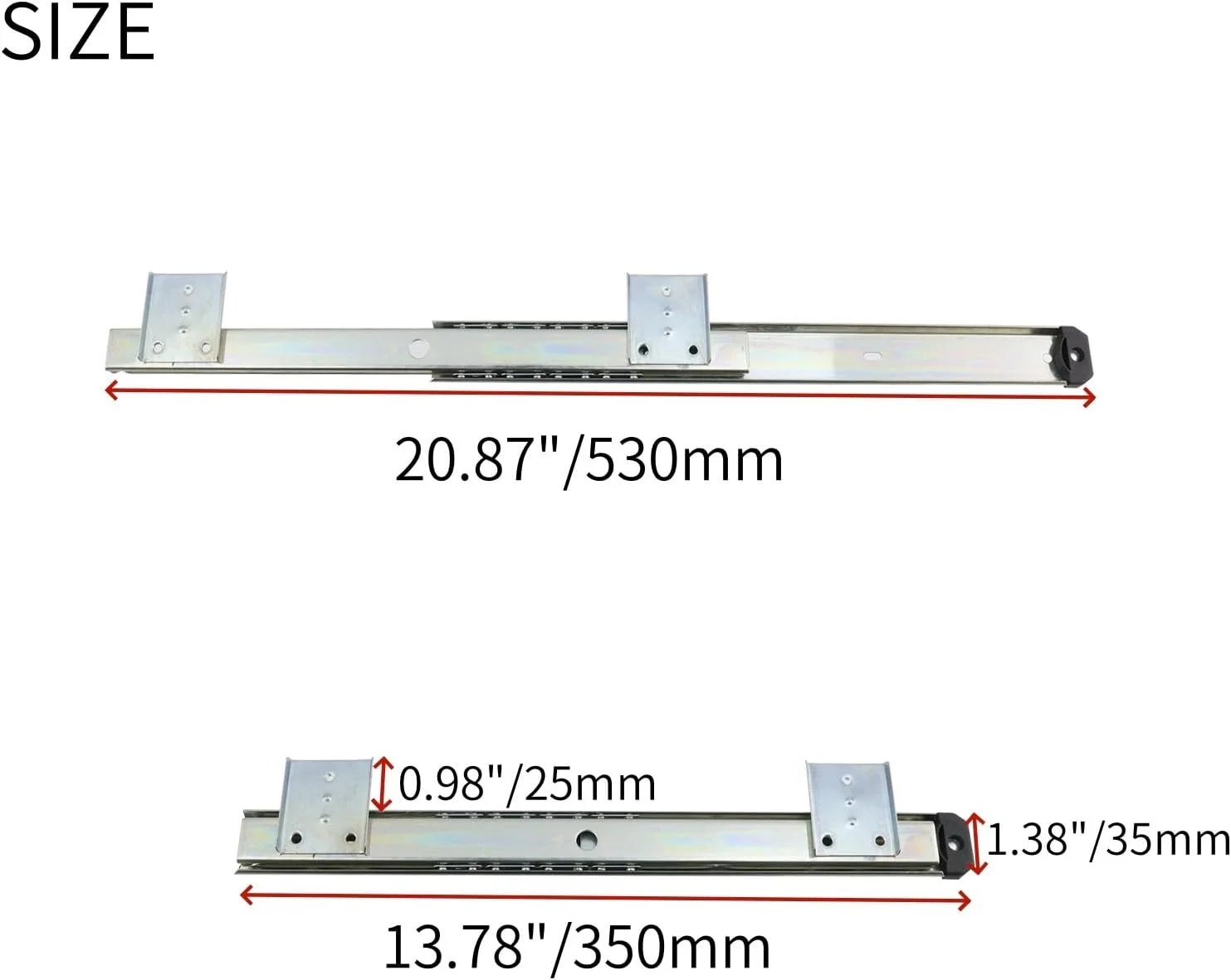 ریل کشویی صفحه کلید نیکریتی، یک جفت، 35 سانتی‌متری، مناسب برای سینی صفحه کلید زیر میز، با قابلیت بیرون کشیدن کامل 50 سانتی‌متری، بلبرینگ‌دار، به همراه پیچ، نقره‌ای