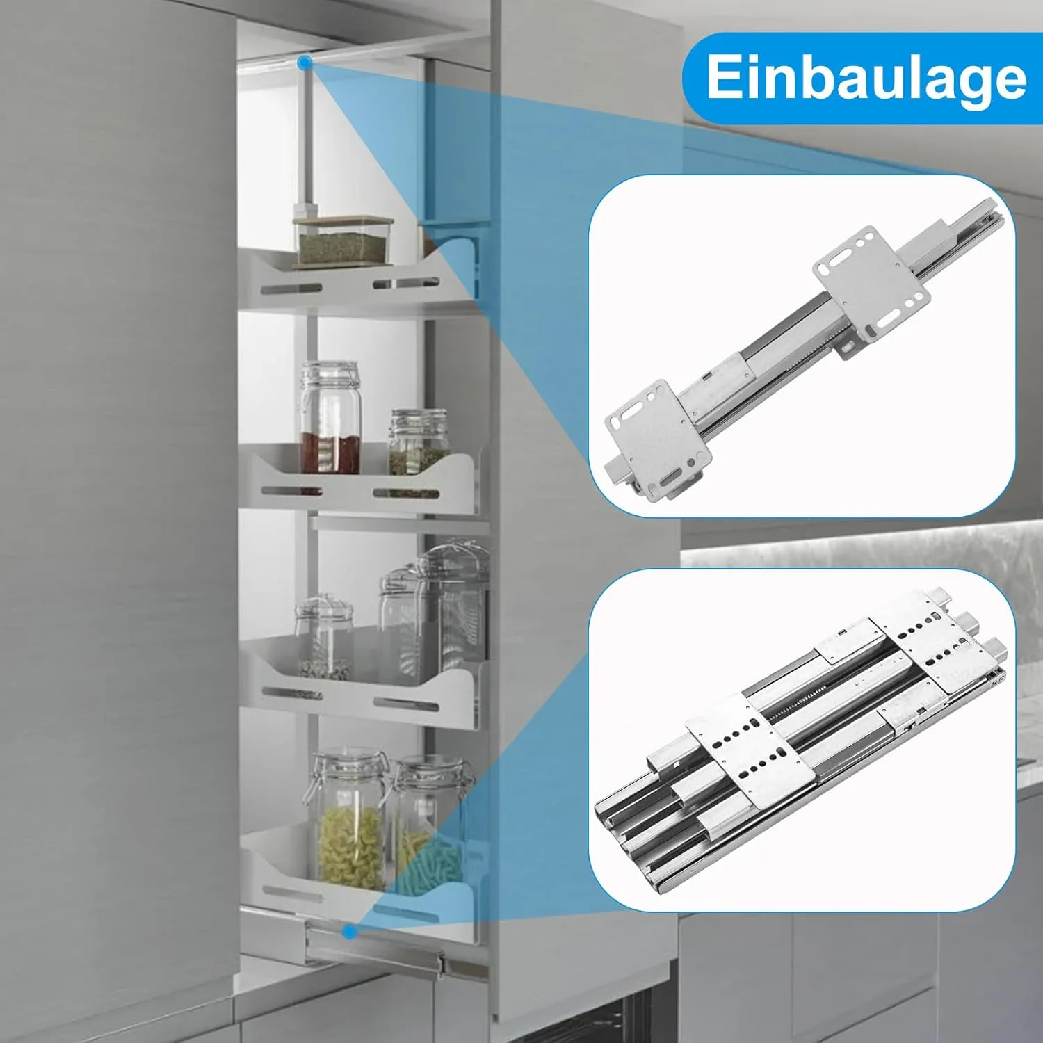 ریل کشو نصب از بالا و پایین، دارای مکانیزم میرایی، بازشوندگی کامل، مناسب برای بارهای سنگین، ریل تلسکوپی برای کمد، کابینت (38.5 سانتی متر) ریل کشو نصب از بالا و پایین، دارای مکانیزم میرایی، بازشوندگی کامل، مناسب برای بارهای سنگین، ریل تلسکوپی برای کمد، کابینت (38.5 سانتی متر)