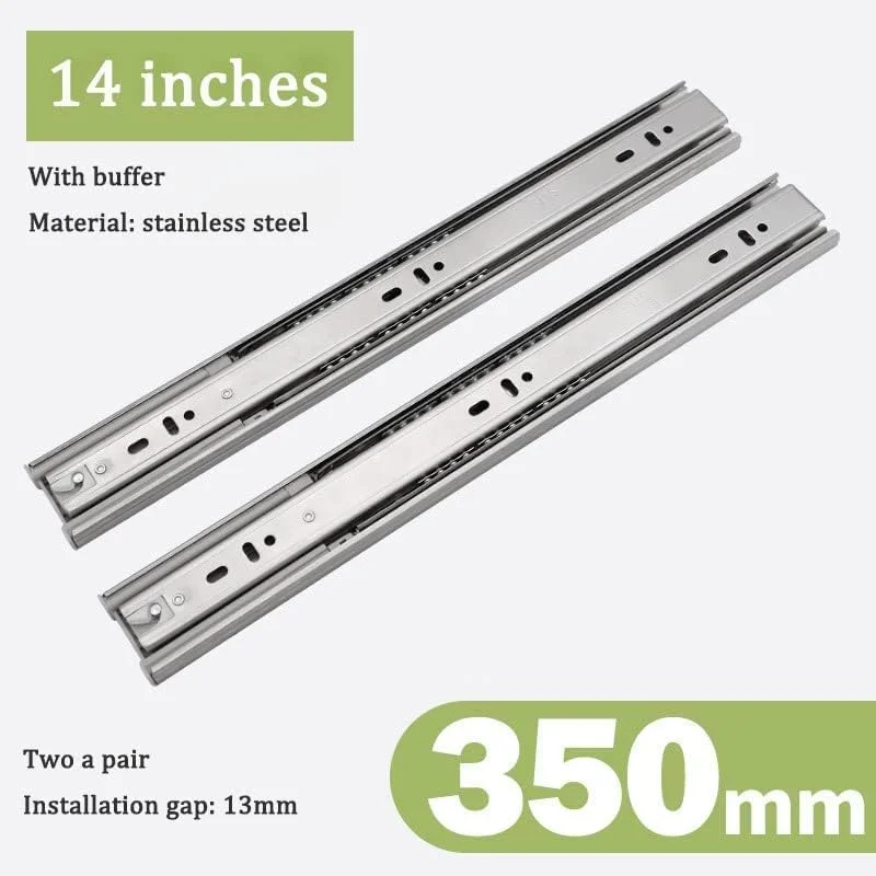 ریل کشو MCHERRY با مکانیزم آرام بند، 35 سانتی متری، نصب جانبی، استیل ضد زنگ، بلبرینگ سنگین، باز شدن کامل برای کشو (35 سانتی متر)