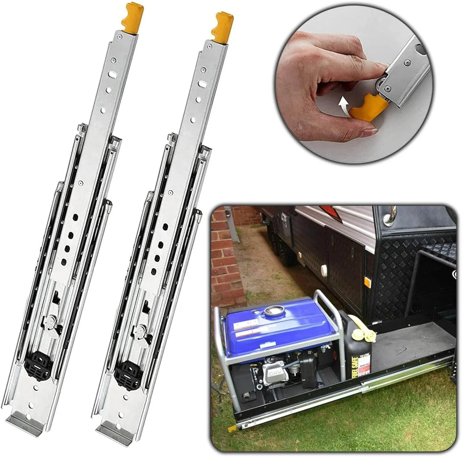 ریل کشویی صنعتی قفلدار، ریل کشویی با ظرفیت 480 پوند، ریل کشویی بلبرینگ با باز شدن کامل و نصب جانبی، طول 40-80 اینچ، 1 جفت (60 اینچ (150 سانتیمتر)) ریل کشویی صنعتی قفلدار، ریل کشویی با ظرفیت 480 پوند، ریل کشویی بلبرینگ با باز شدن کامل و نصب جانبی، طول 40-80 اینچ، 1 جفت (60 اینچ (150 سانتیمتر))