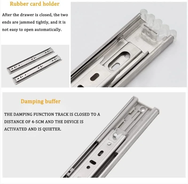 ریل کشو MCHERRY با مکانیزم آرام بند، 35 سانتی متری، نصب جانبی، استیل ضد زنگ، بلبرینگ سنگین، باز شدن کامل برای کشو (35 سانتی متر)