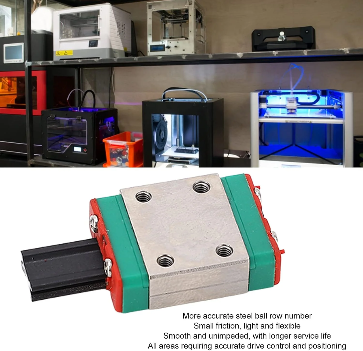 بلوک لغزنده ریلی مینیاتوری MGN7C، انعطاف پذیر، روان، سرعت بالا، کم صدا، دقیق، راحت، مونتاژ آسان، فولاد آلیاژی، لوازم جانبی چاپ سه بعدی برای تجهیزات اتوماسیون ماشین آلات صنعتی