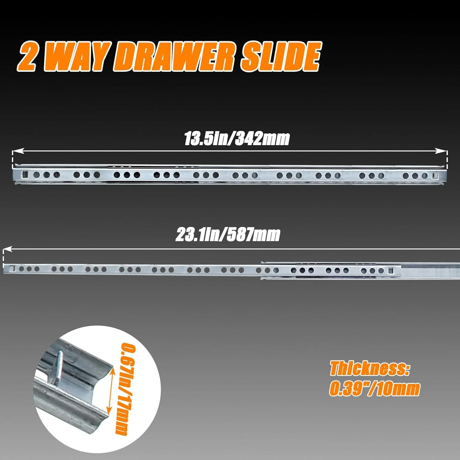 ریل کشو فلزی Luomorgo، دو عدد، 34.2 سانتی متری، ریل کشویی بلبرینگی دو طرفه، ریل کشو مقاوم برای کابینت آشپزخانه