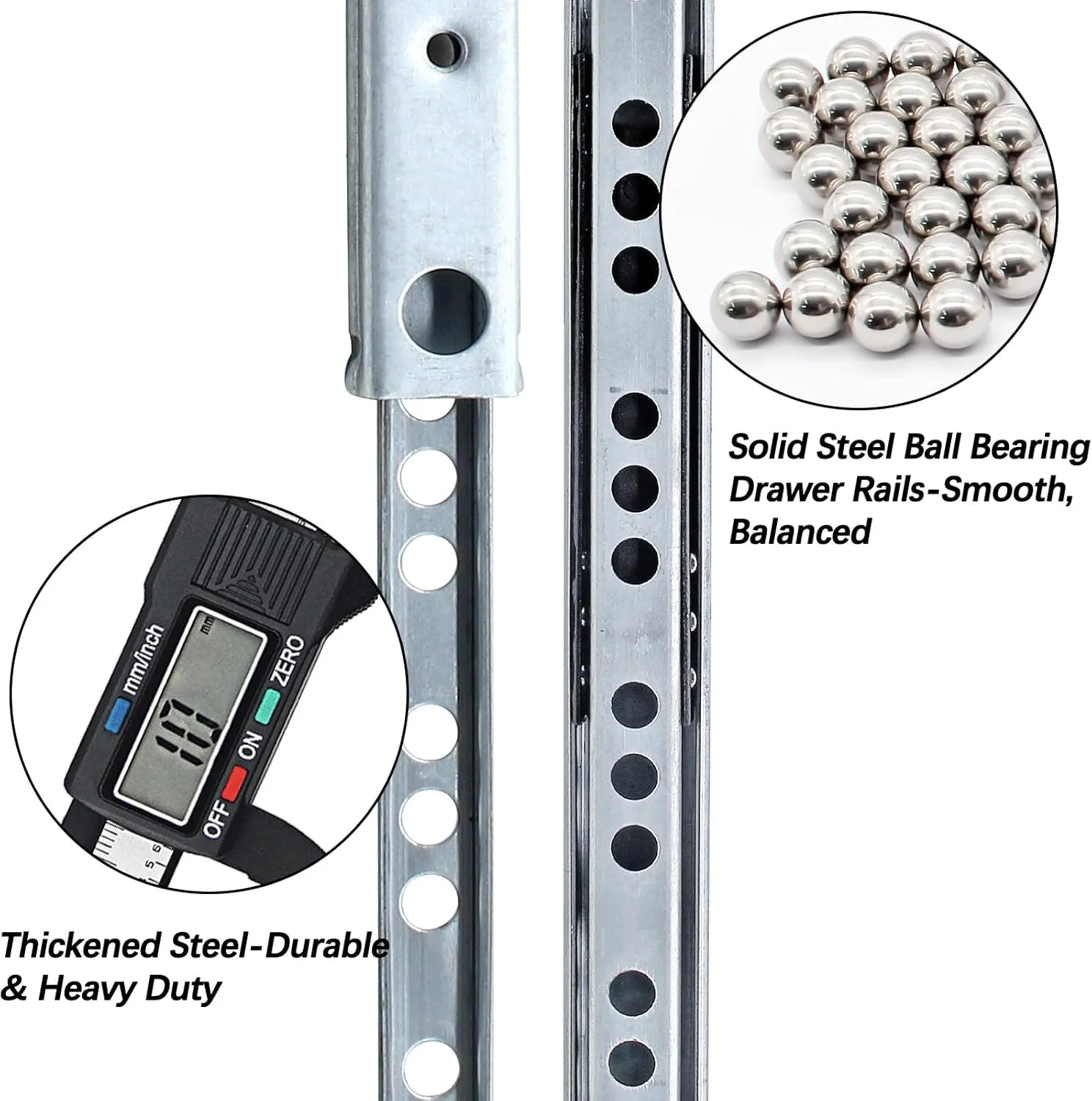 ریل کشو فلزی Luomorgo، دو عدد، 34.2 سانتی متری، ریل کشویی بلبرینگی دو طرفه، ریل کشو مقاوم برای کابینت آشپزخانه